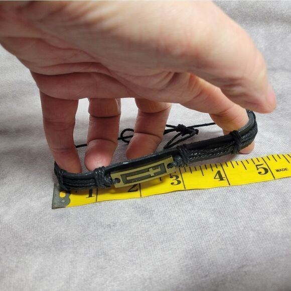 Black Genuine Leather and Dualtone Adjustable Bracelets - Picture 10 of 16